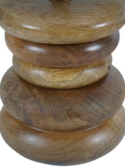 Libra Interiors Natural Leon Solid Wood Table Lamp with Silk Jute Shade Small - Image 5 of 5