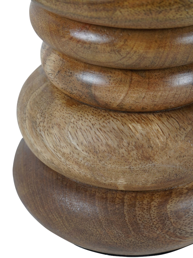 Libra Interiors Natural Leon Solid Wood Table Lamp with Silk Jute Shade Large - Image 4 of 4
