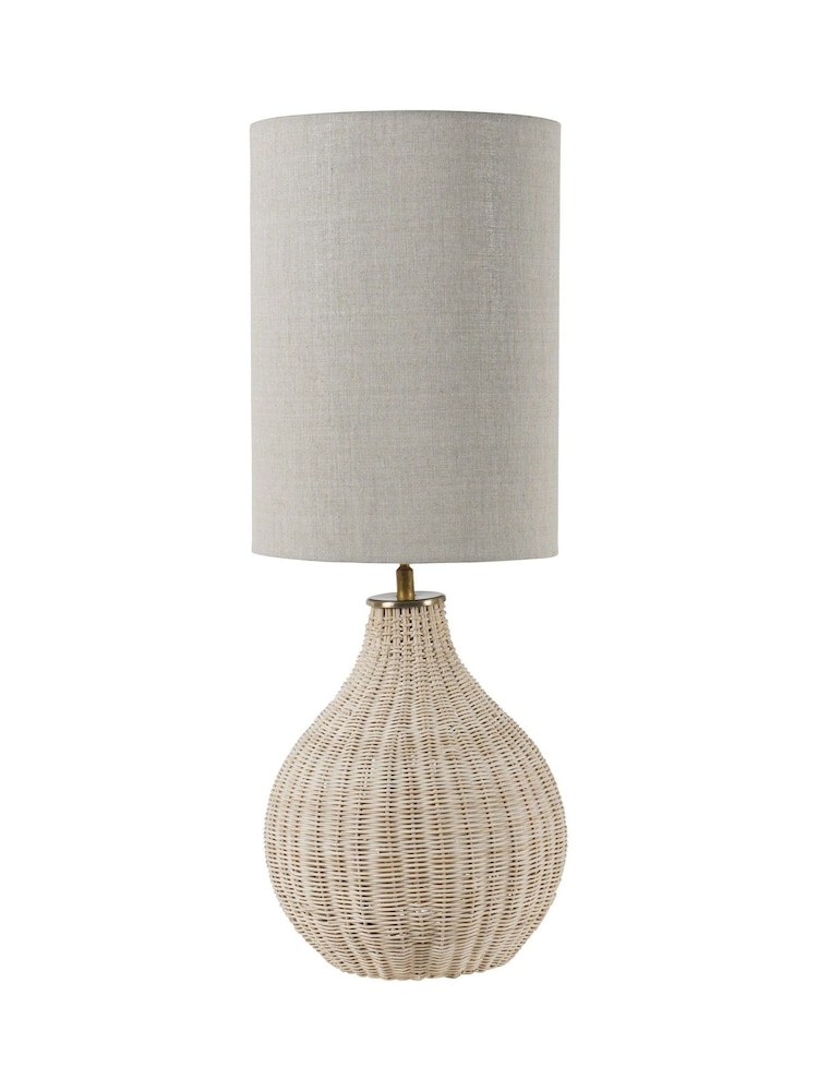 Libra Interiors Natural Rattan Lamp with Drum Shade Large - Image 2 of 5