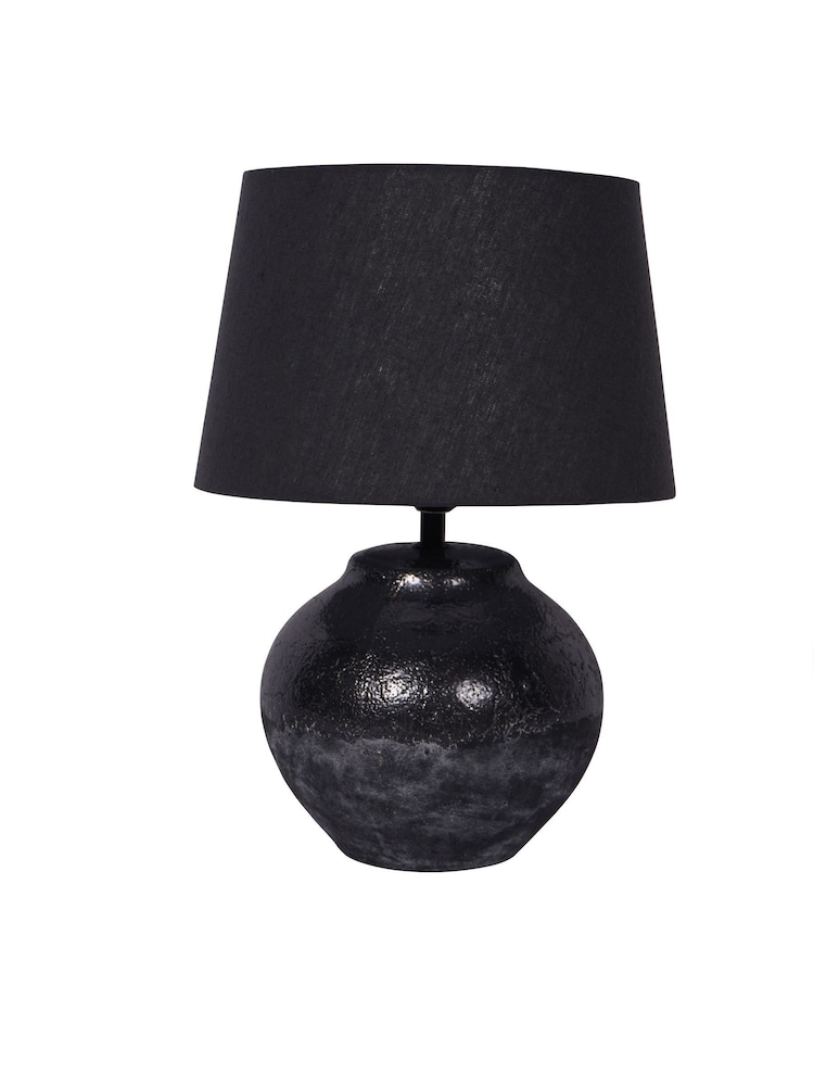 Libra Interiors Black Skyline Black Terracotta Table Lamp with Shade Small - Image 2 of 5