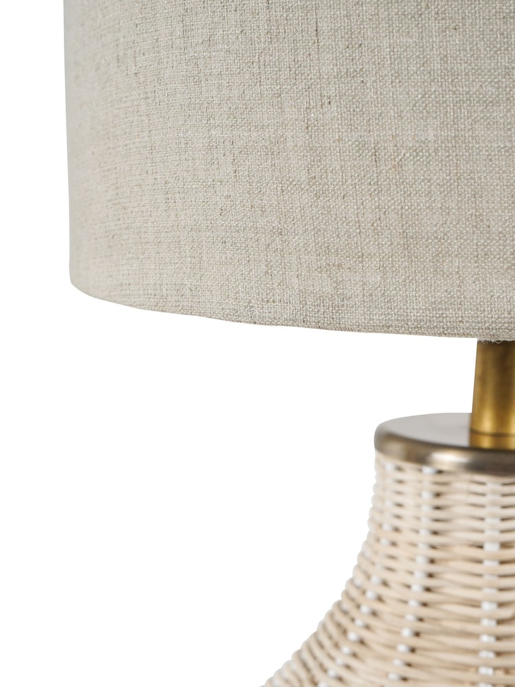 Libra Interiors Natural Natural Rattan Lamp with Drum Shade Small - Image 2 of 4