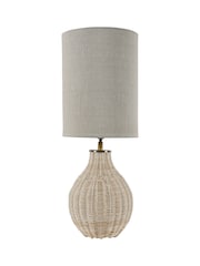 Libra Interiors Natural Natural Rattan Lamp with Drum Shade Small - Image 3 of 4