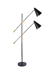 Libra Interiors Black Mercer Twin Head Floor Lamp E27 40W - Image 2 of 2