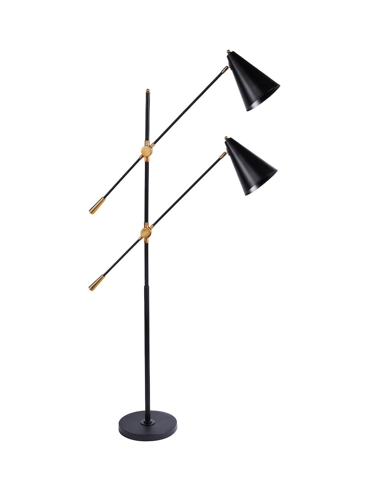 Libra Interiors Black Mercer Twin Head Floor Lamp E27 40W - Image 2 of 2