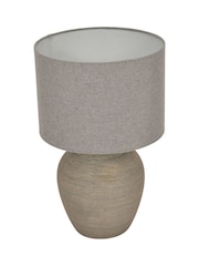 Libra Interiors Grey Baslow Etched Large Ceramic Lamp with Shade 60W - Image 4 of 5