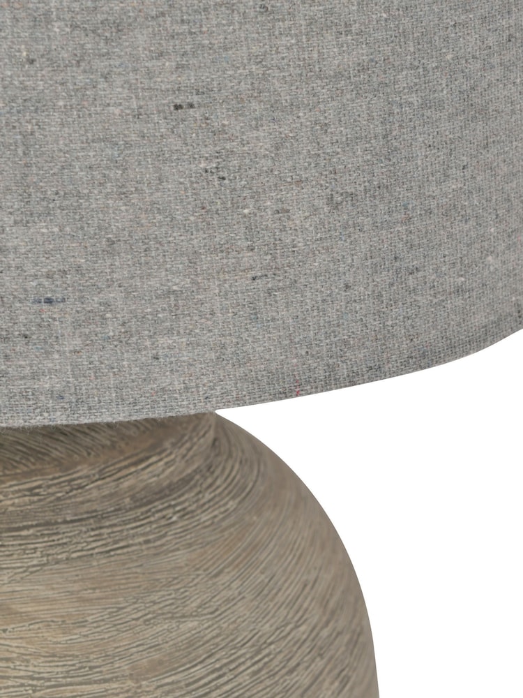 Libra Interiors Grey Baslow Etched Large Ceramic Lamp with Shade 60W - Image 5 of 5