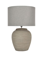 Libra Interiors Grey Baslow Etched Small Ceramic Lamp with Shade 60W - Image 2 of 5