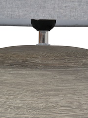 Libra Interiors Grey Baslow Etched Small Ceramic Lamp with Shade 60W - Image 3 of 5