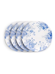 Wade Set of 4 Blue Floral Print Dinner Plates Dinnerware - Image 1 of 9