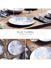 Wade Set of 4 Blue Floral Print Dinner Plates Dinnerware - Image 2 of 9