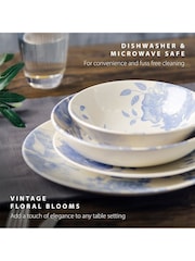Wade Set of 4 Blue Floral Print Dinner Plates Dinnerware - Image 5 of 9