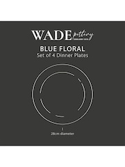 Wade Set of 4 Blue Floral Print Dinner Plates Dinnerware - Image 6 of 9