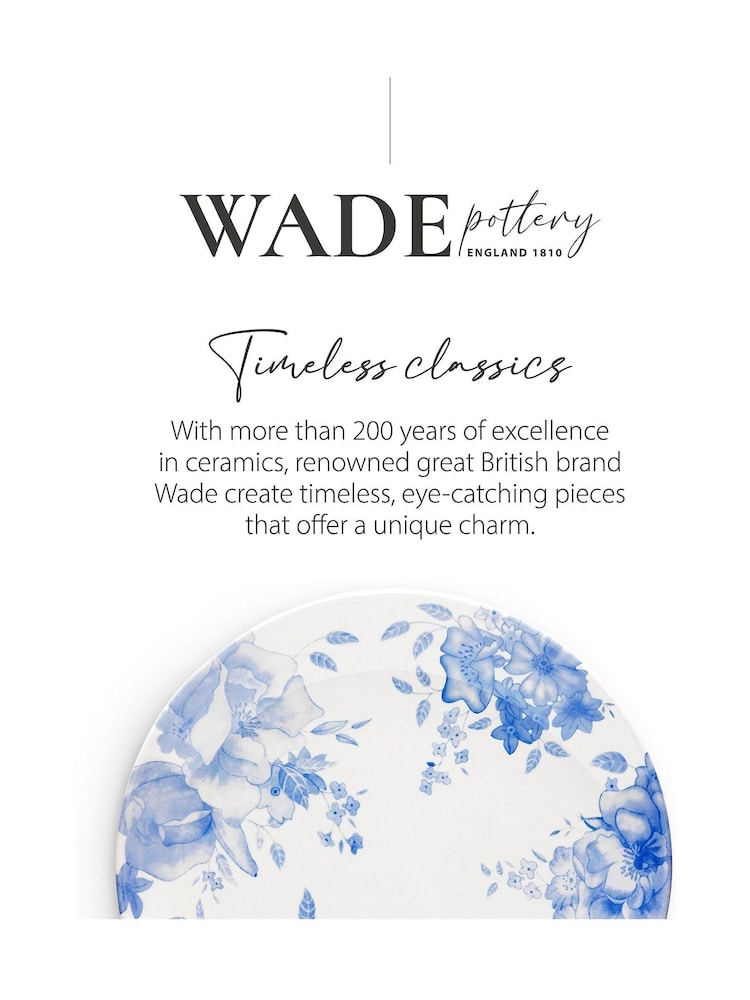 Wade Set of 4 Blue Floral Print Dinner Plates Dinnerware - Image 9 of 9