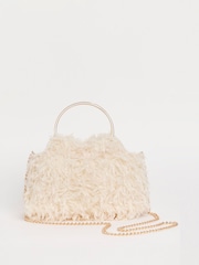 Joanna Hope Cream Faux Feather Grab Clutch Bag - Image 1 of 4