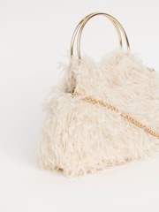Joanna Hope Cream Faux Feather Grab Clutch Bag - Image 3 of 4