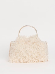 Joanna Hope Cream Faux Feather Grab Clutch Bag - Image 4 of 4