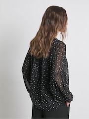 Joanna Hope Romantic Chiffon Black Blouse - Image 2 of 4