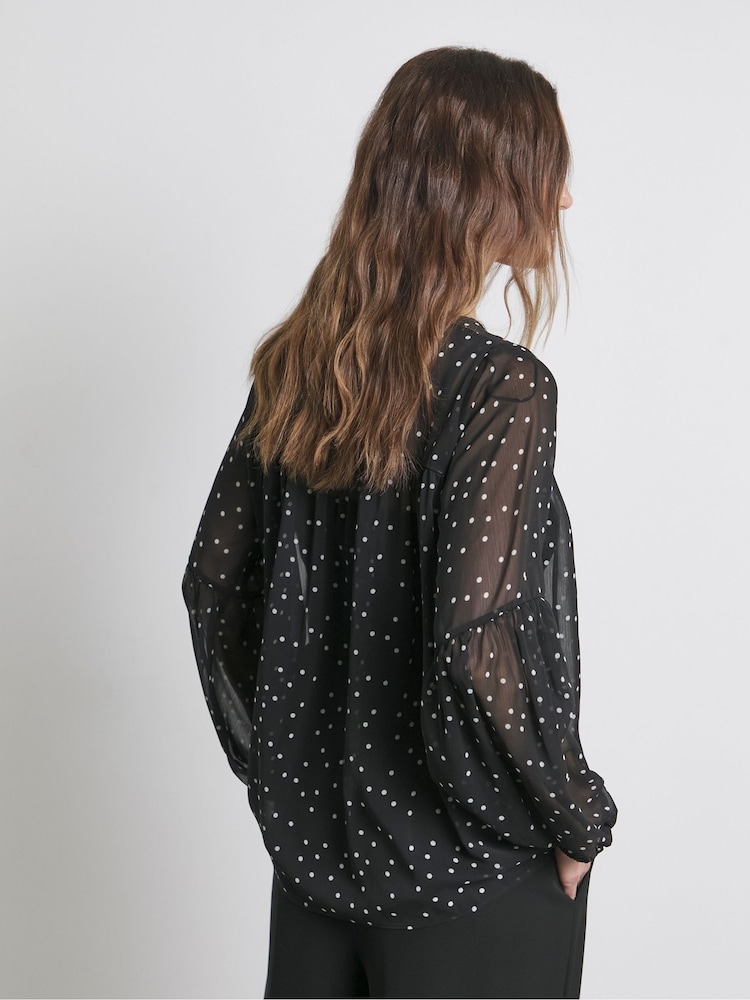 Joanna Hope Romantic Chiffon Black Blouse - Image 2 of 4
