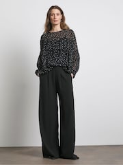 Joanna Hope Romantic Chiffon Black Blouse - Image 3 of 4