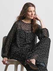 Joanna Hope Romantic Chiffon Black Blouse - Image 4 of 4