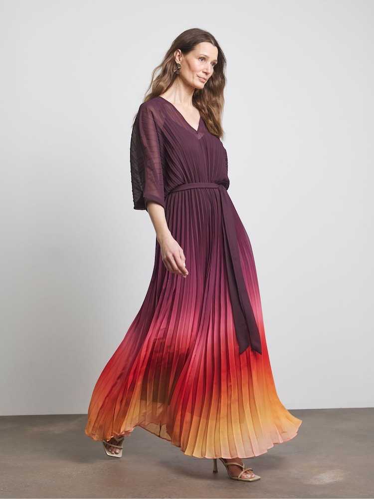 Joanna Hope Purple Pleated Ombre Dress - Image 1 of 4
