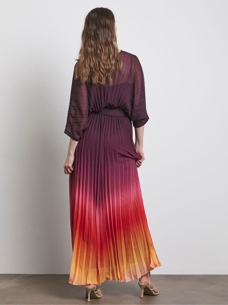 Joanna Hope Purple Pleated Ombre Dress - Image 2 of 4