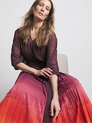 Joanna Hope Purple Pleated Ombre Dress - Image 3 of 4