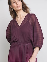 Joanna Hope Purple Pleated Ombre Dress - Image 4 of 4
