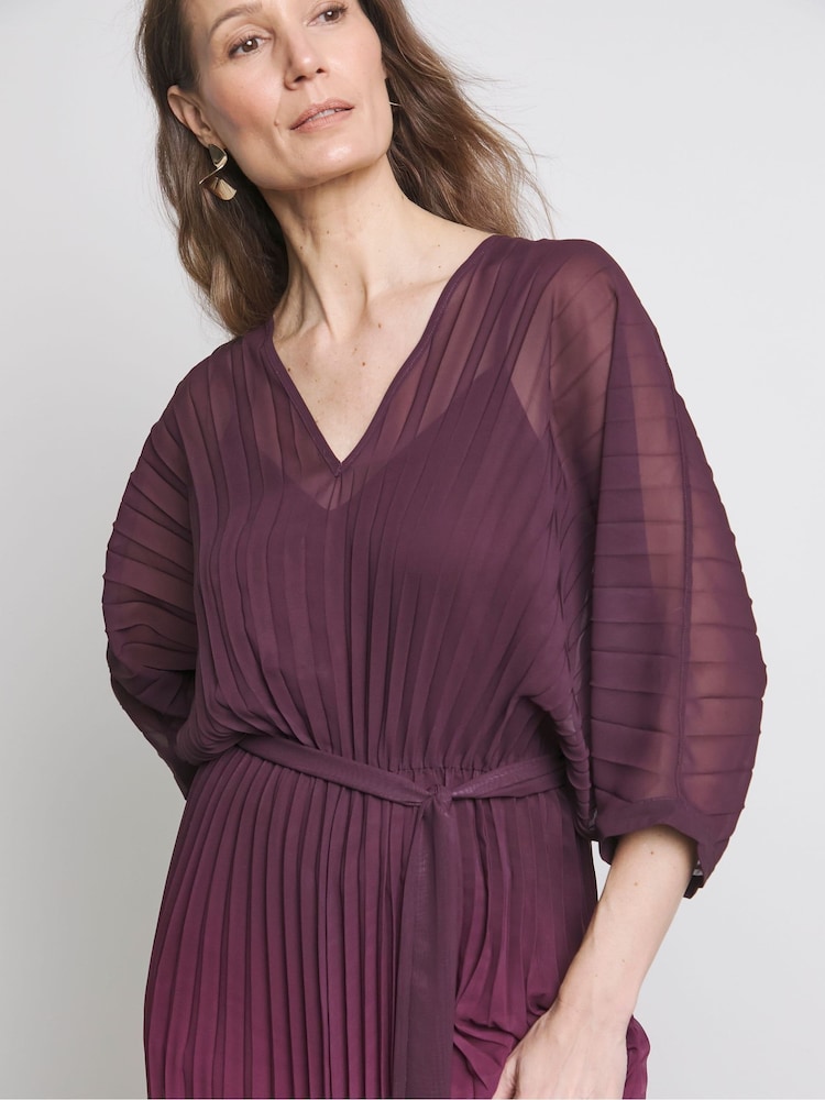 Joanna Hope Purple Pleated Ombre Dress - Image 4 of 4