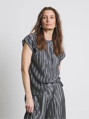 Joanna Hope Grey Plisse Top - Image 1 of 4