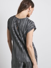 Joanna Hope Grey Plisse Top - Image 2 of 4