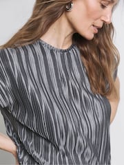 Joanna Hope Grey Plisse Top - Image 4 of 4