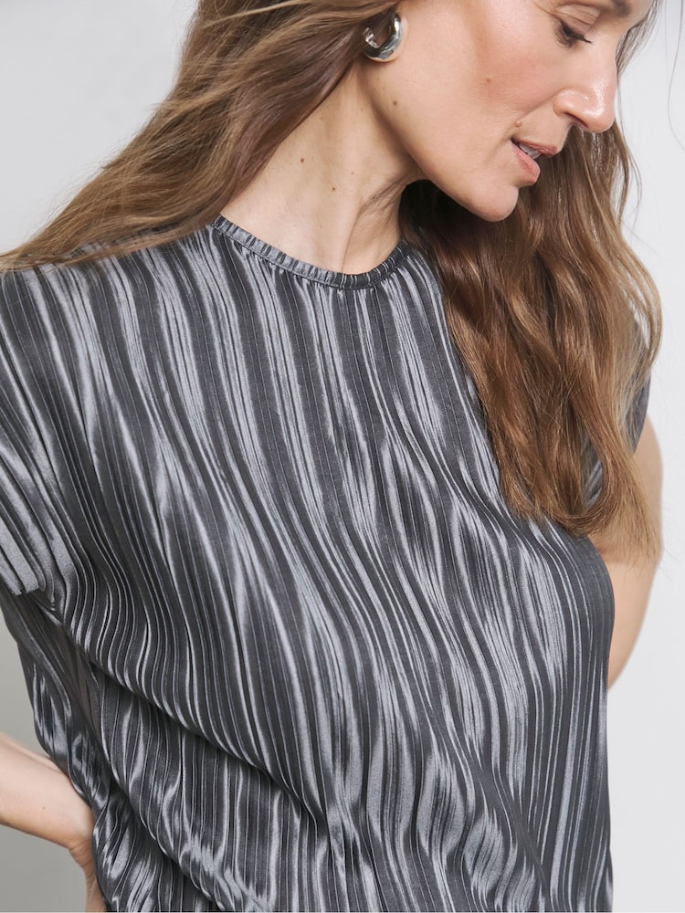 Joanna Hope Grey Plisse Top - Image 4 of 4