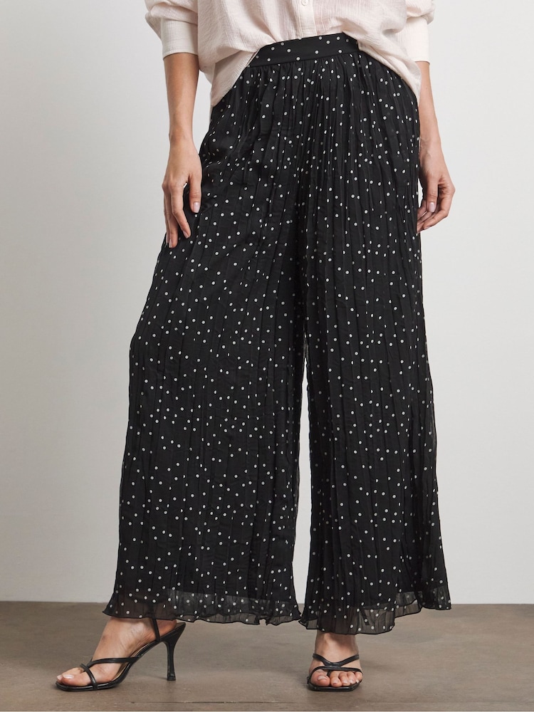 Joanna Hope Crinkle Chiffon Pleated Black Trousers - Image 2 of 4