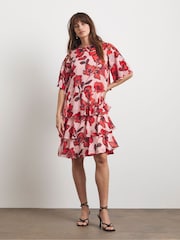 Joanna Hope Pink Tiered Shift Dress - Image 1 of 4