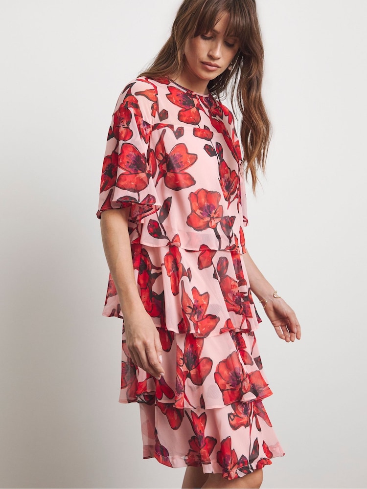 Joanna Hope Pink Tiered Shift Dress - Image 4 of 4