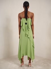 Reiss Green Alba Ruffle-Detail Midi Dress - Image 4 of 5