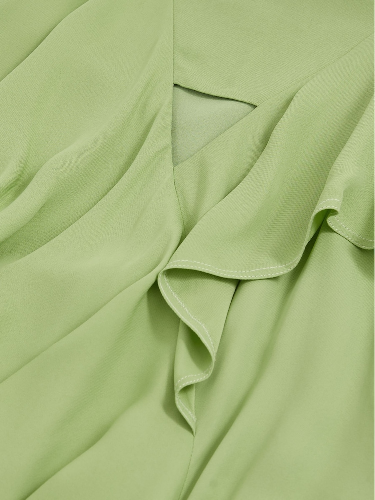 Reiss Green Alba Ruffle-Detail Midi Dress - Image 5 of 5