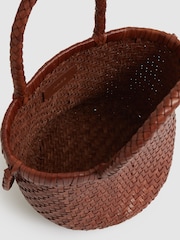Reiss Tan Nia Leather Woven Mini Tote Bag - Image 4 of 6