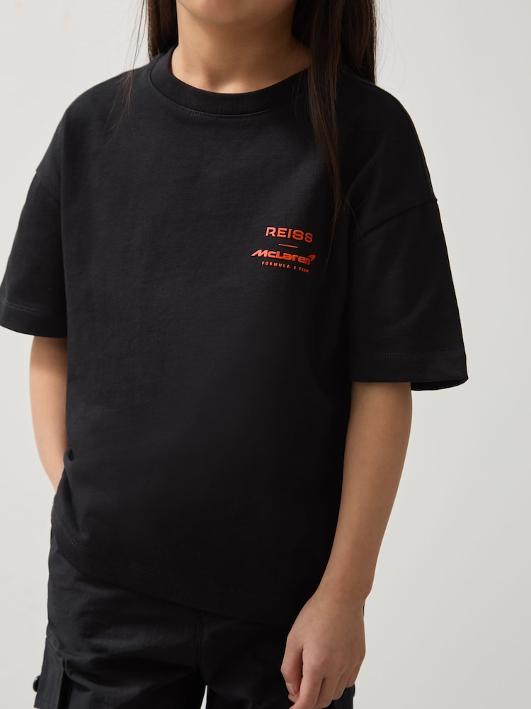 Reiss Black District 13-14 yrs Unisex Fit Oversized McLaren F1 Team Tyre T-Shirt - Image 4 of 7