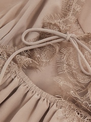Reiss Taupe Estella Atelier Silk Lace-Trim Babydoll Dress - Image 6 of 6