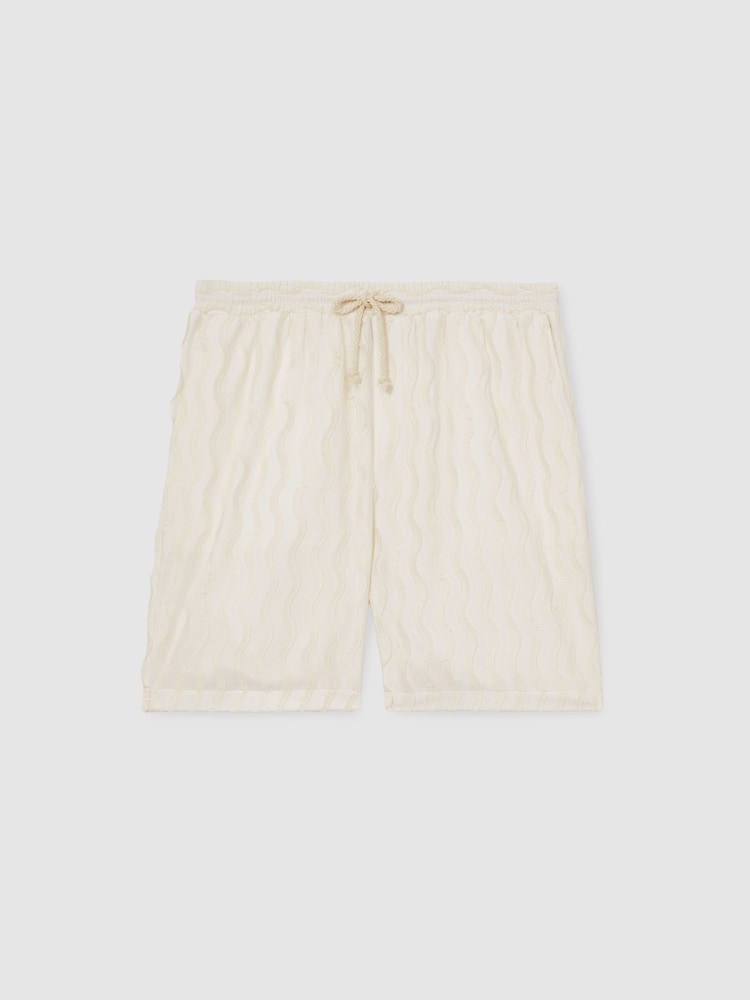 Reiss Off White Serra Reiss | Ché Fringed-Wave Shorts - Image 2 of 7