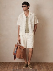 Reiss Off White Serra Reiss | Ché Fringed-Wave Shorts - Image 5 of 7