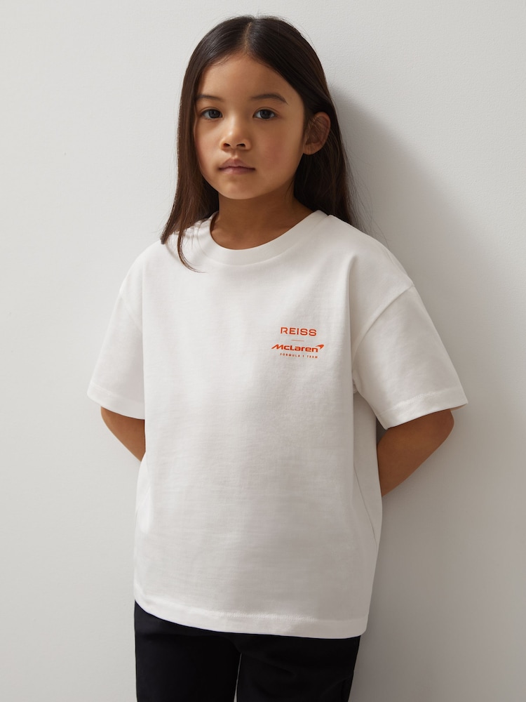 Reiss White District Unisex Fit Oversized McLaren F1 Team Tyre T-Shirt - Image 3 of 7