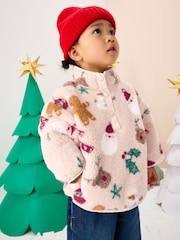 Beige Christmas Half Popper Fleece (3mths-7yrs) - Image 1 of 7