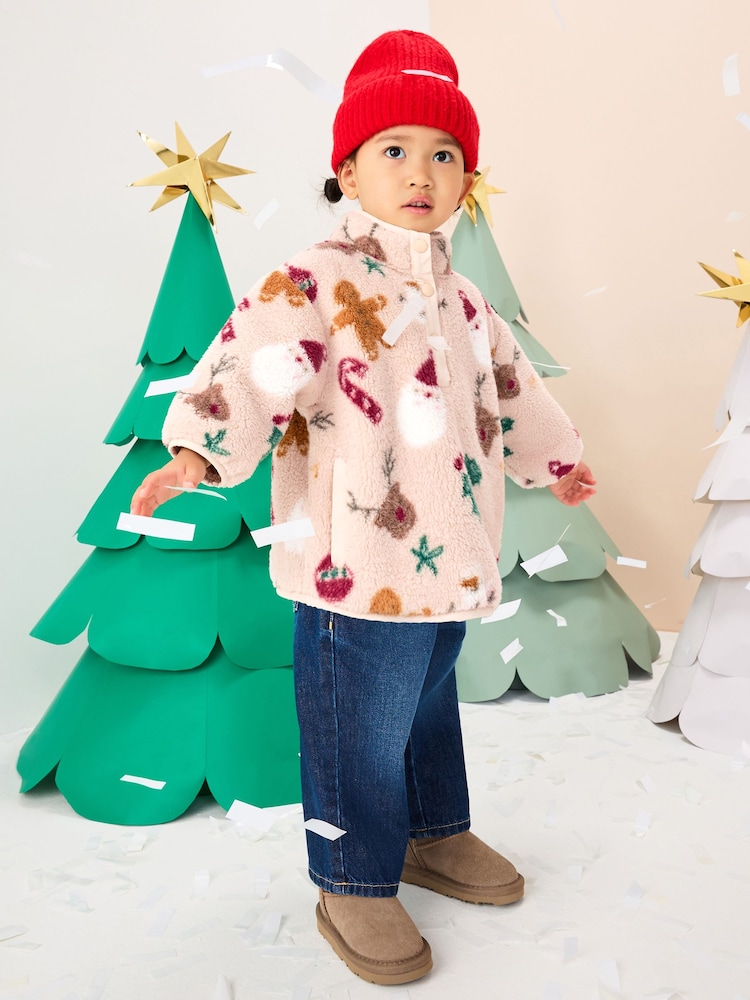 Beige Christmas Half Popper Fleece (3mths-7yrs) - Image 2 of 7