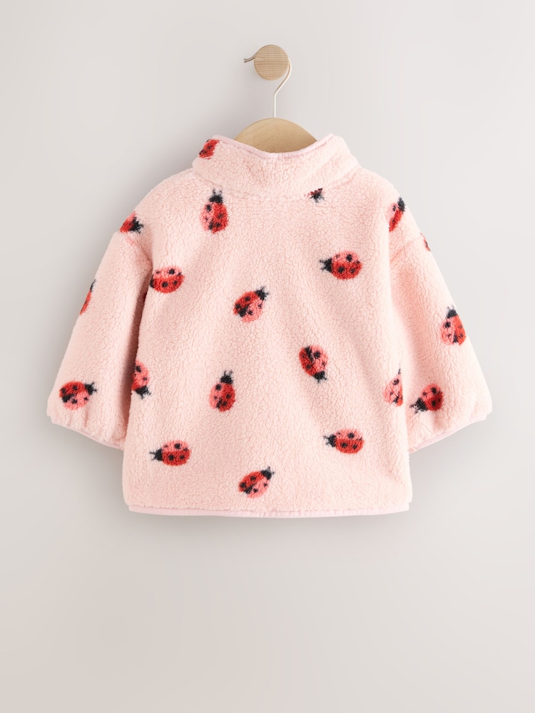 Pink Ladybird Half Popper Fleece (3mths-7yrs) - Image 2 of 4
