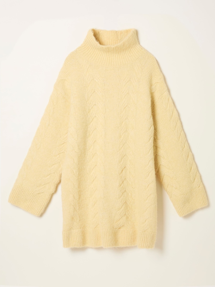 FatFace Celia Yellow Knitted Roll Neck Jumper - Image 6 of 6
