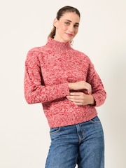 FatFace Casey Red Red Twist Knitted High Neck - Image 1 of 6