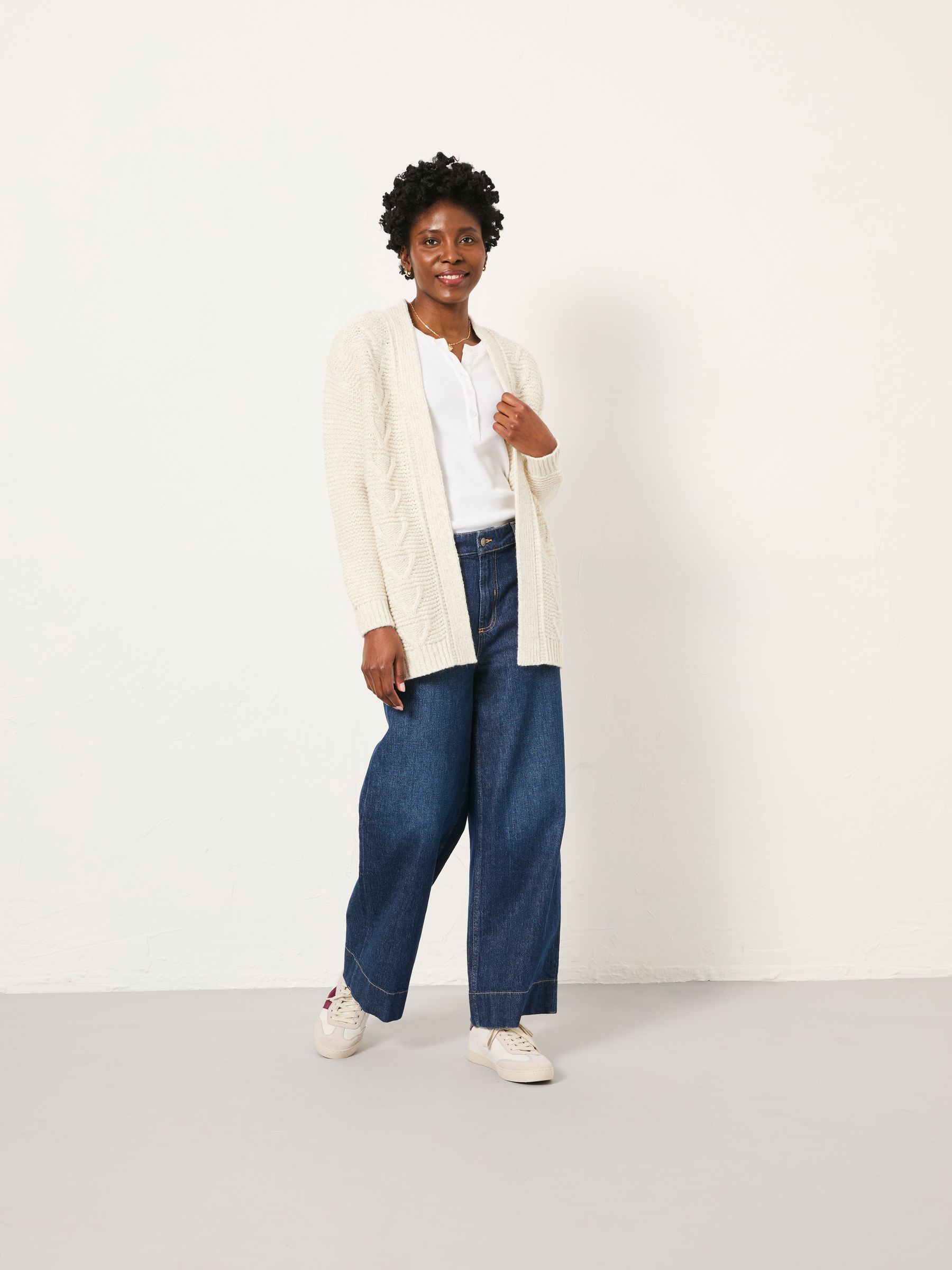 Buy FatFace Ezzie Ivory Knitted Edge To Edge Cardigan from the
